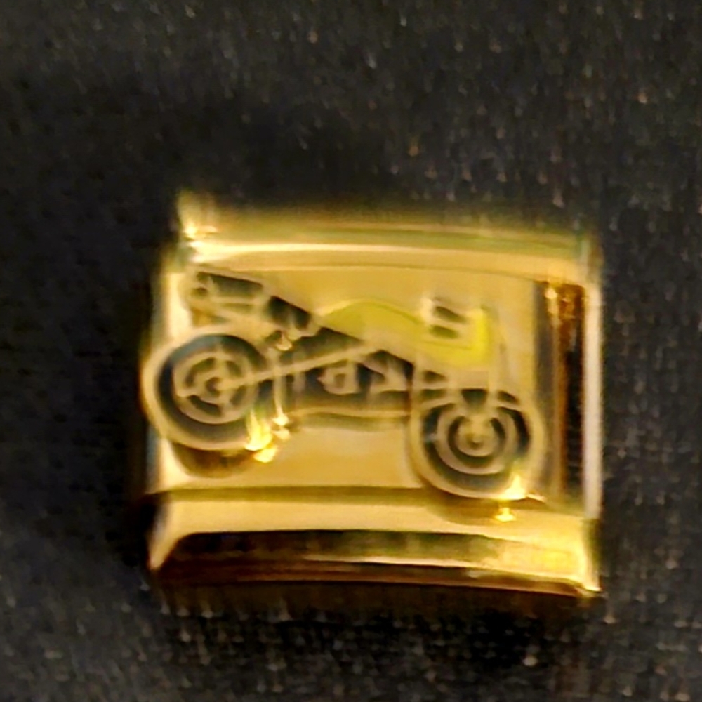 Gold Plated Italian Charm w/Motorcycle